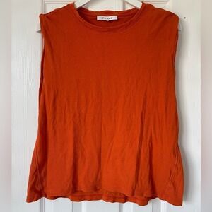 Frame Denim Orange Crush Rolled Muscle Tee Size Medium